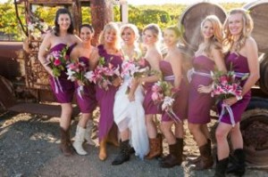 Bride & bridesmaids bouquets & boots